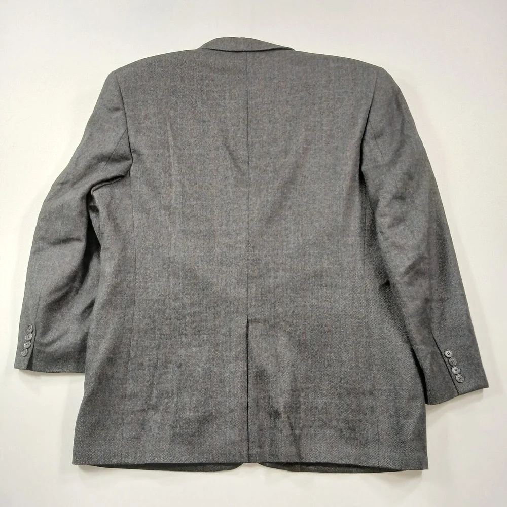 Club Room Cashmere Blend Sport Coat Mens 46S 46R‎ Grey Herringbone Windowpane